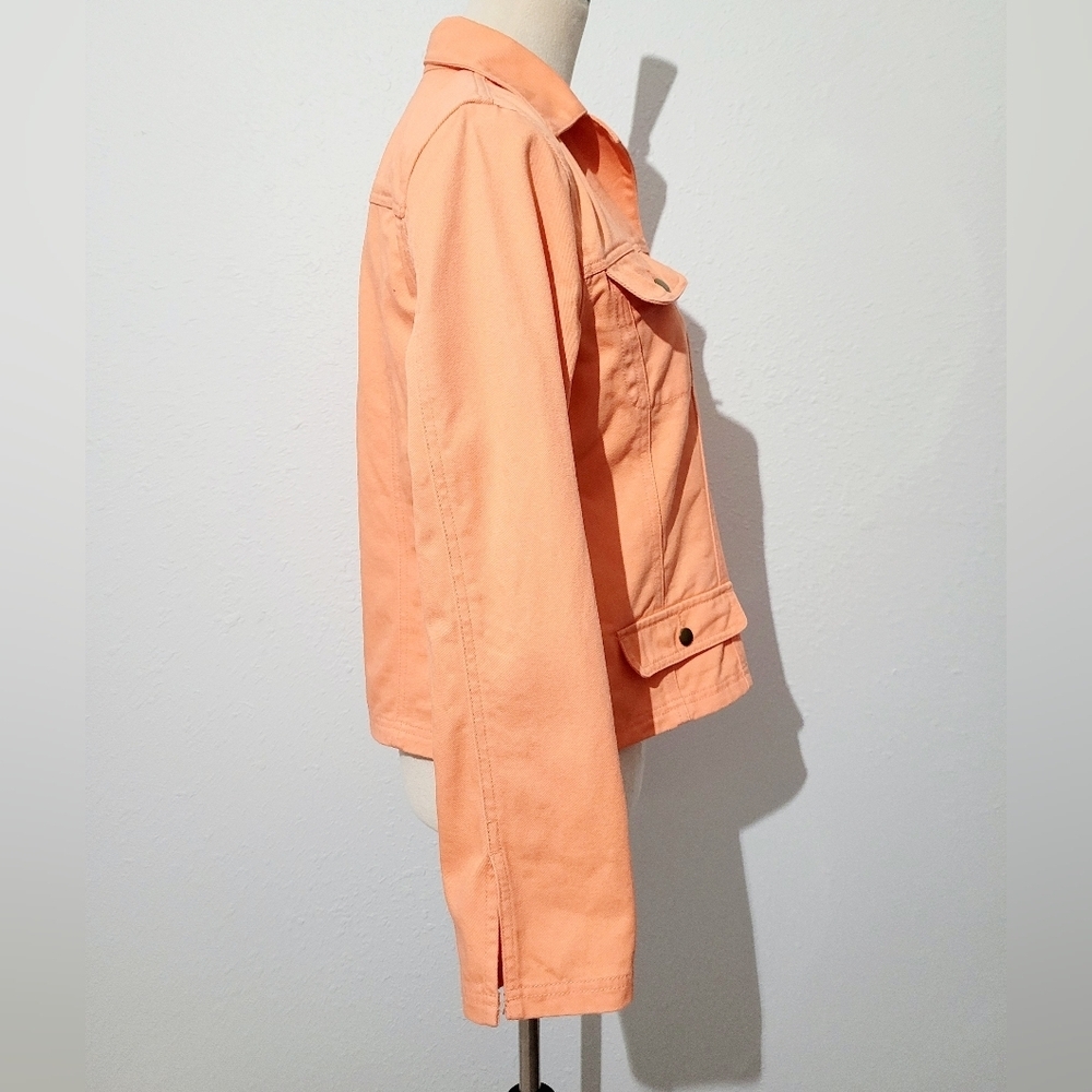 Chadwick’s Peach 100% Cotton Utility Jacket Women’s Size 6 Button Front - Picture 5 of 12